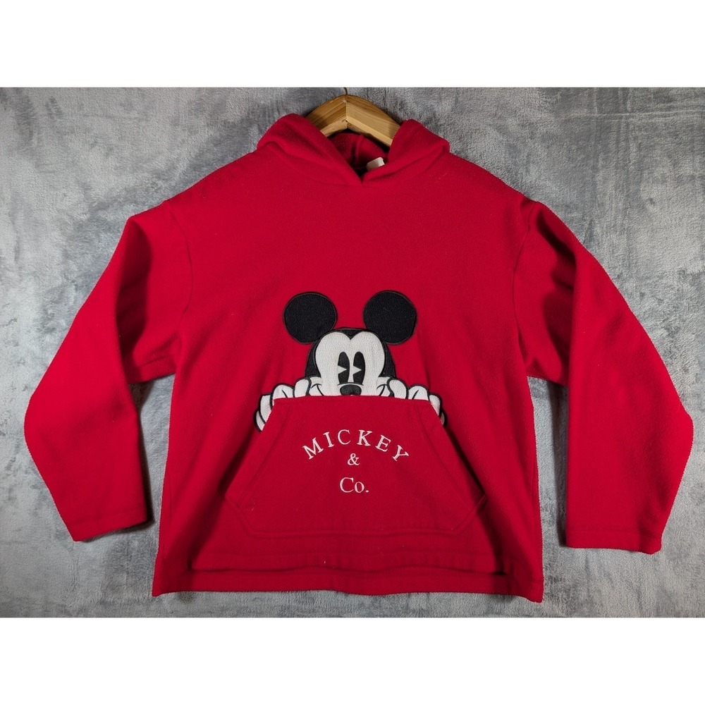 Mickey & Co. Vintage Disney Mickey Mouse Peek-a-Boo Red Fleece Hoodie